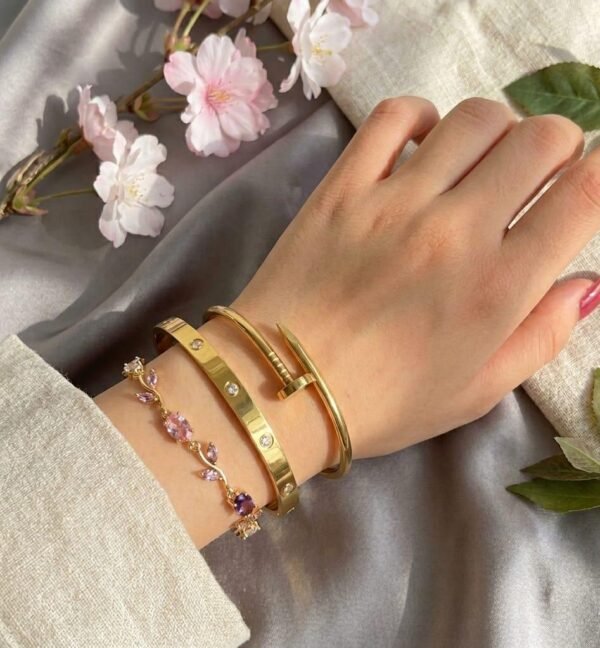 Stainless Steel bangles gold plated 3 piece stack