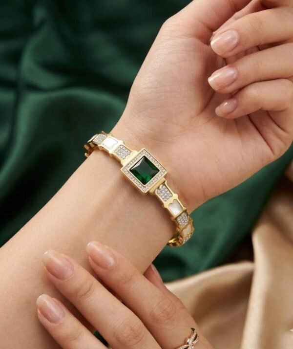 The "Old Money" Emerald Stainless Steel Handcuff