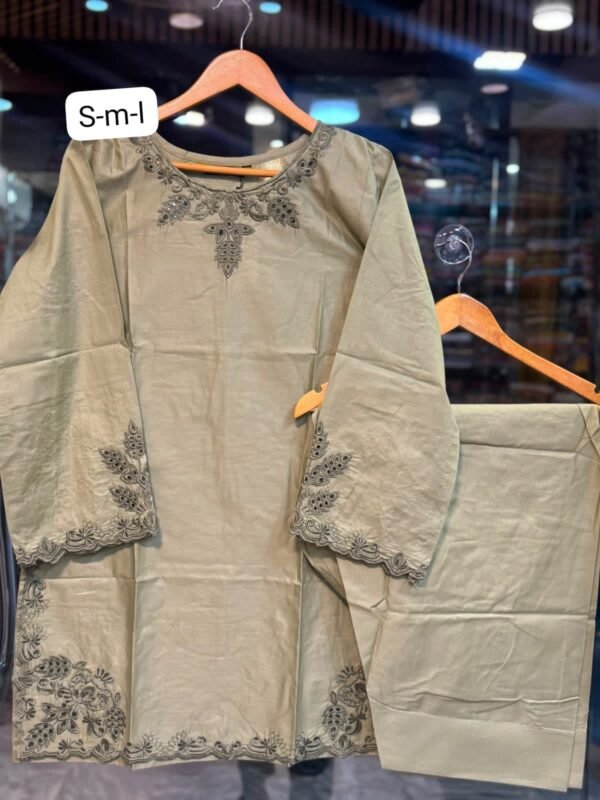 IMG-20260728-WA0022 Premium Embroidered Solid 2 Piece Co-Ord Set