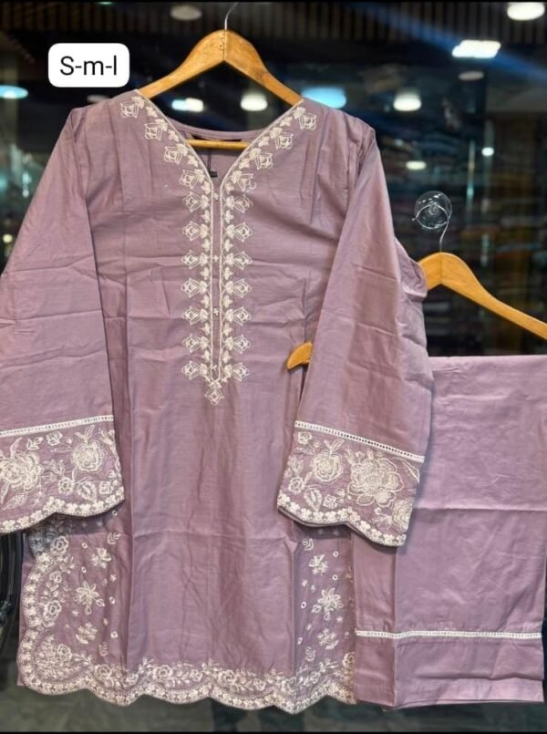 IMG-20260728-WA0027 Premium Embroidered Solid 2 Piece Co-Ord Set