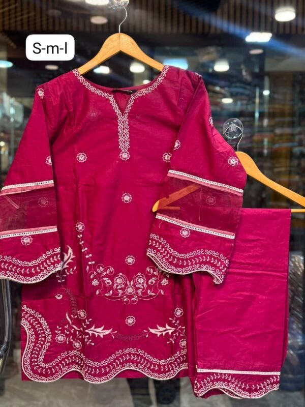 IMG-20260728-WA0028 Premium Embroidered Solid 2 Piece Co-Ord Set