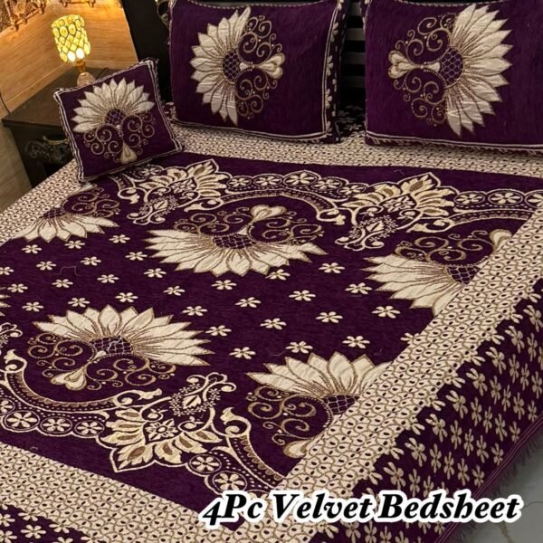 4Pc Velvet Jaquard Bedsheet