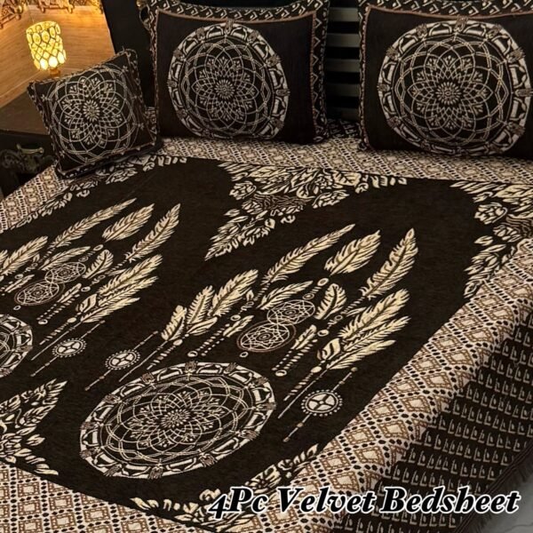 4Pc Velvet Jaquard Bedsheet