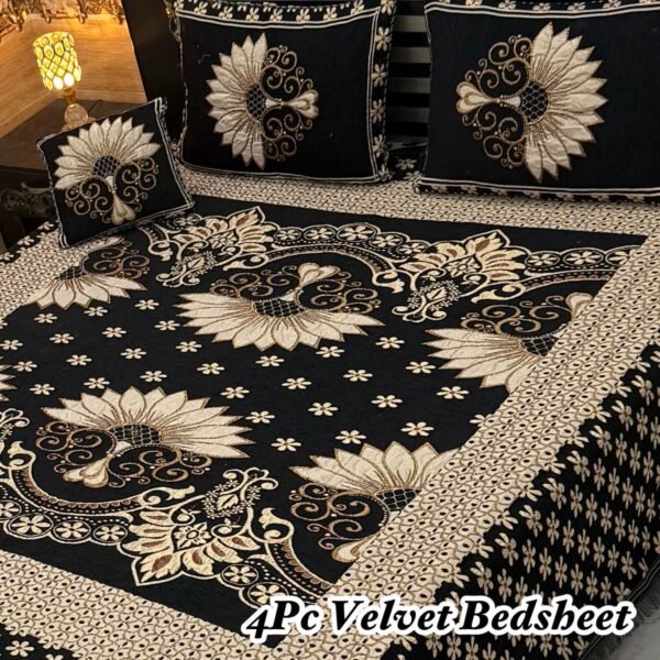 4Pc Velvet Jaquard Bedsheet